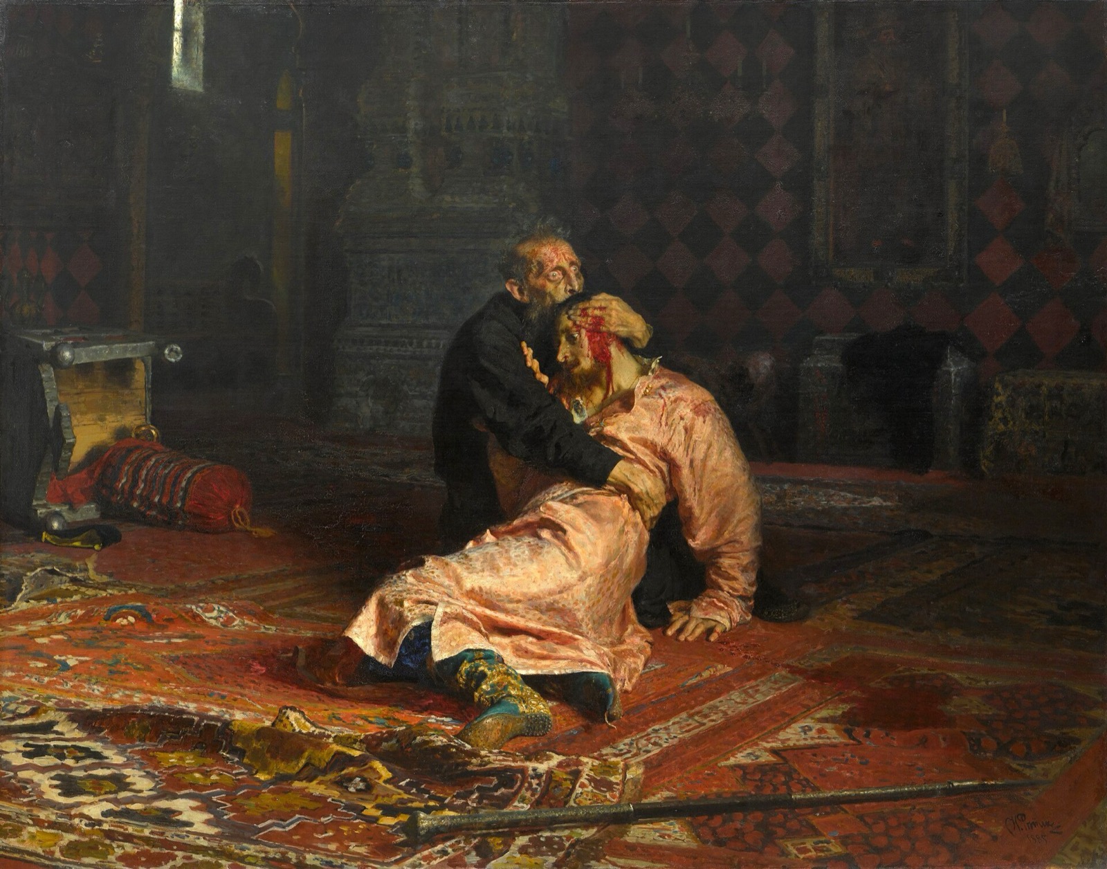 Repin's Ivan the Terrible cradling his son.