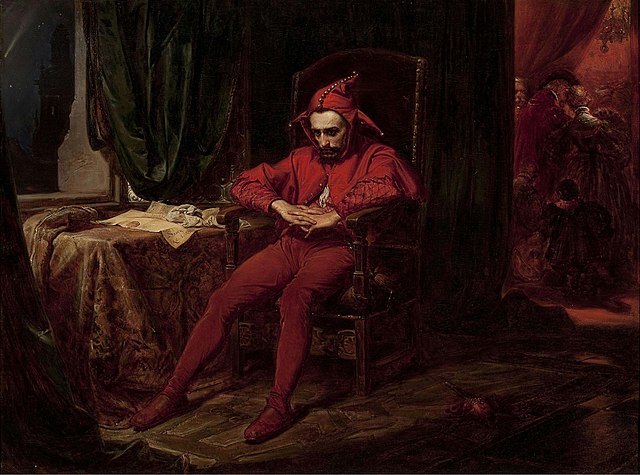 Detail of Matejko's Stańczyk, the thoughtful jester.